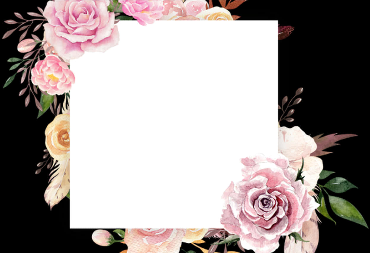 Elegant Floral Frame Template PNG