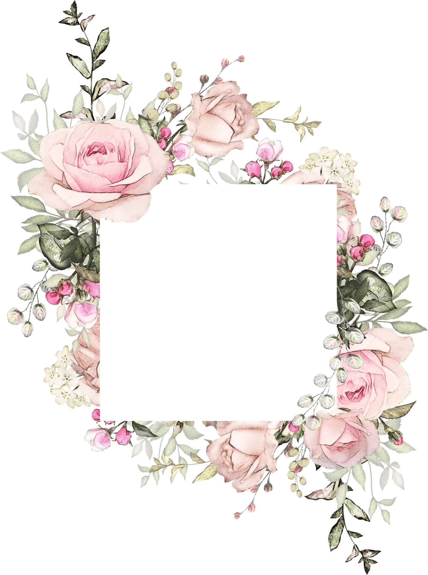 Elegant Floral Frame Vector PNG