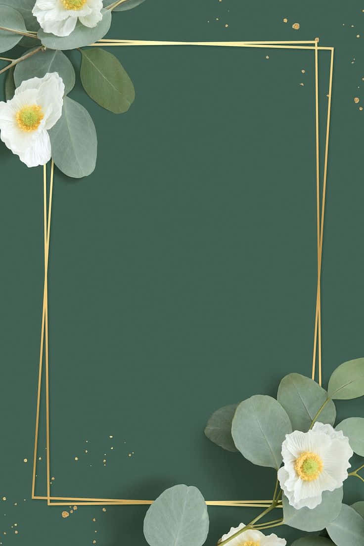 Elegant Floral Frameon Green Background Wallpaper