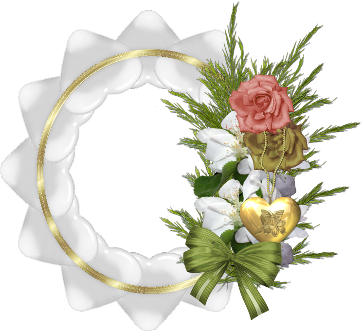 Elegant Floral Framewith Roseand Heart Pendant PNG