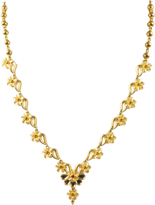 Elegant Floral Gold Necklace PNG