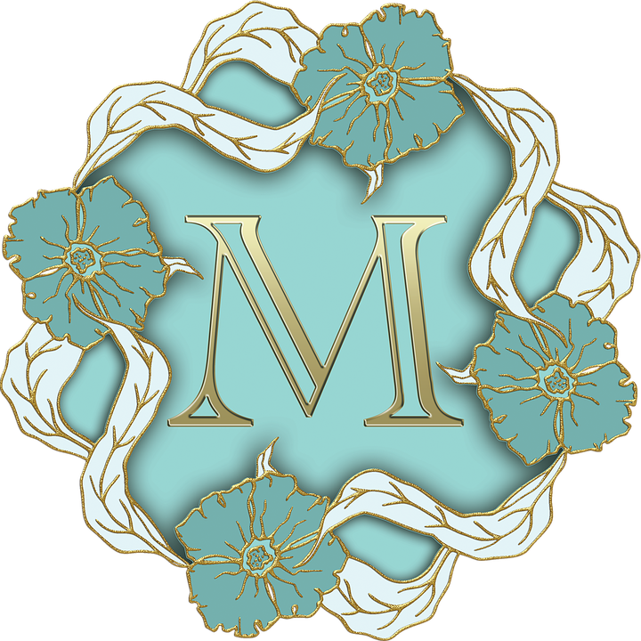 Elegant Floral Letter M PNG