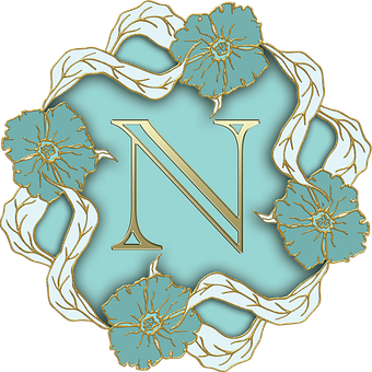 Elegant Floral Letter N Design PNG