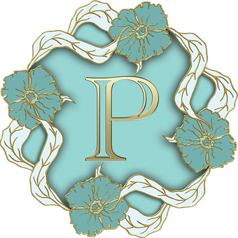 Elegant Floral Letter P PNG