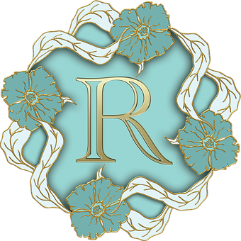 Elegant Floral Letter R Design PNG