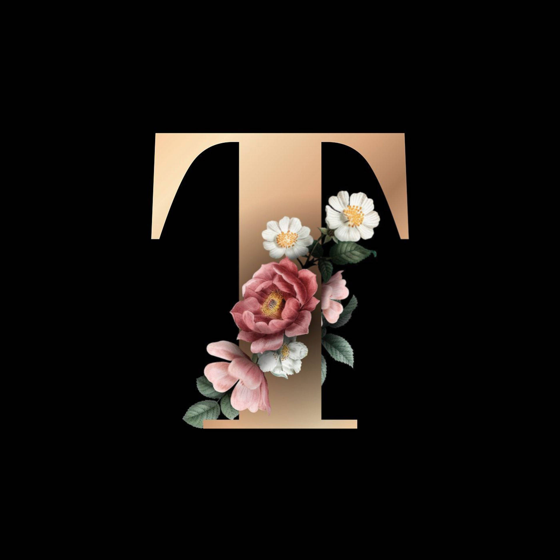 Elegant Floral Letter T Wallpaper