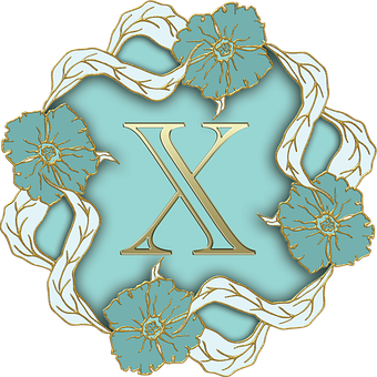 Elegant Floral Letter X Design PNG