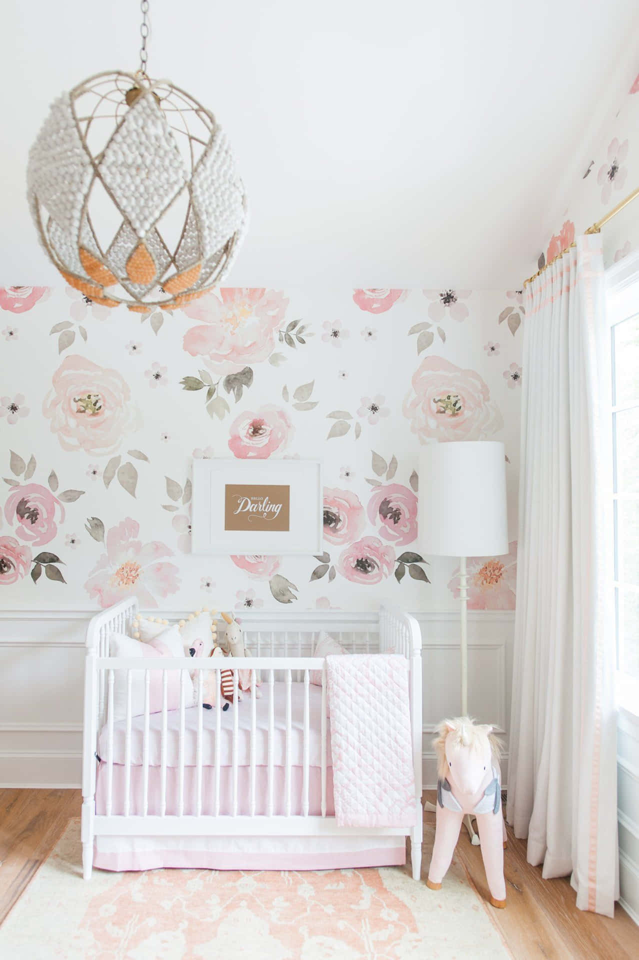 Elegant Floral Nursery Room Wallpaper