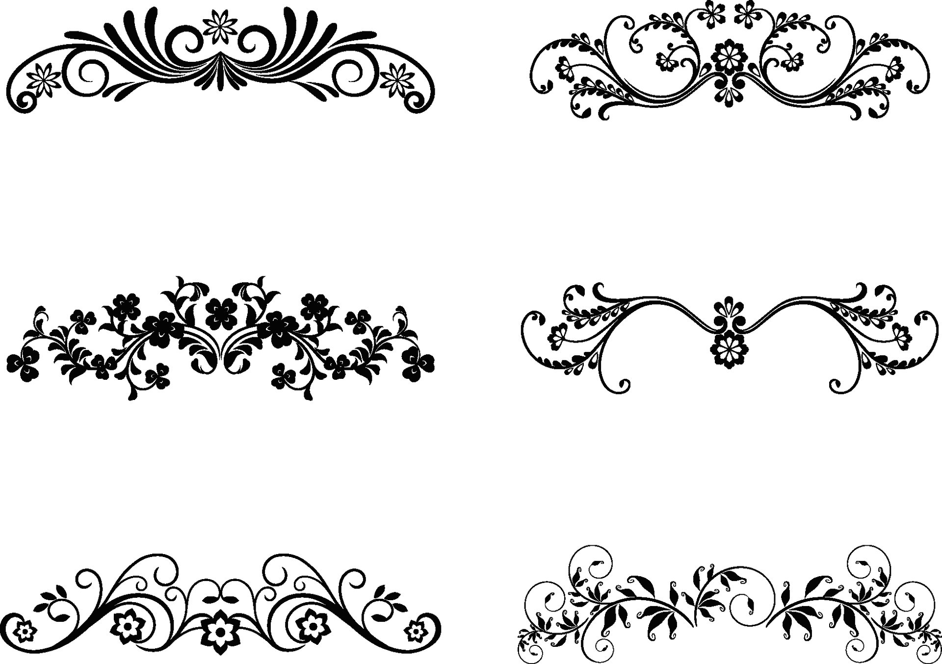 Elegant Floral Ornament Vector Set PNG