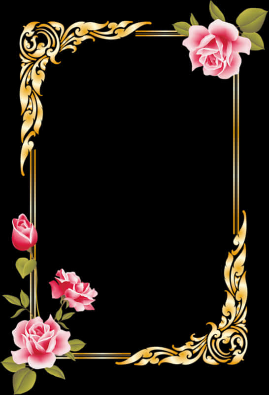 Elegant Floral Photo Frame Design PNG