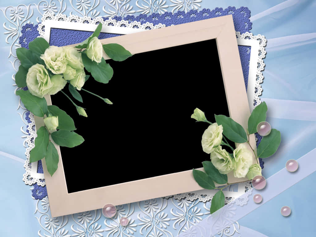 Elegant Floral Photo Frame Design PNG