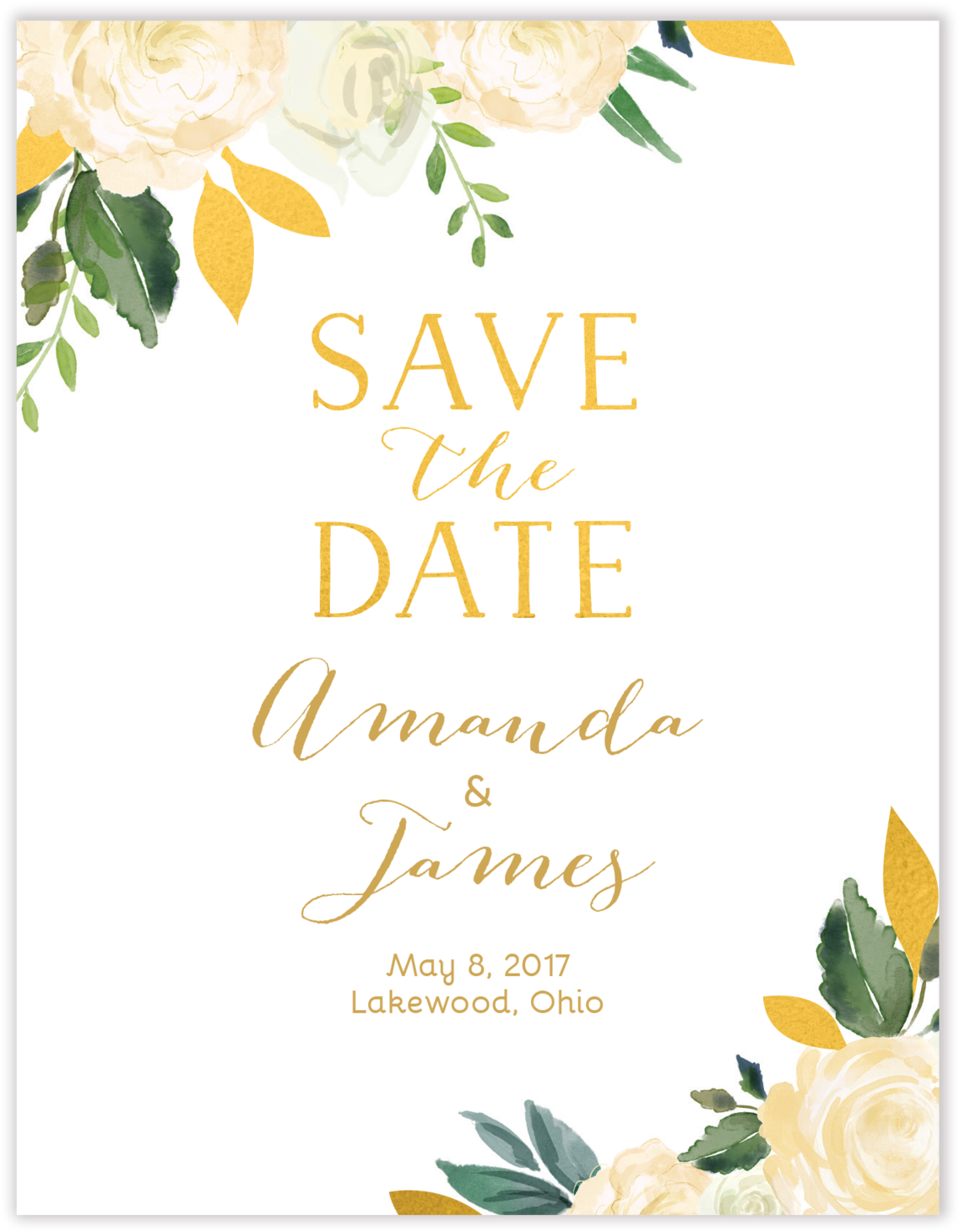 Elegant Floral Savethe Date Announcement PNG