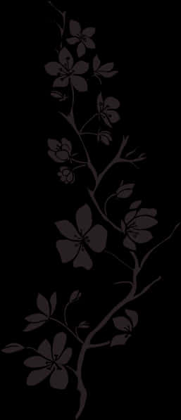 Elegant Floral Silhouette Black Background PNG