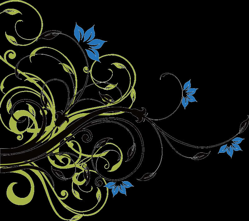 Elegant Floral Swirl Design PNG
