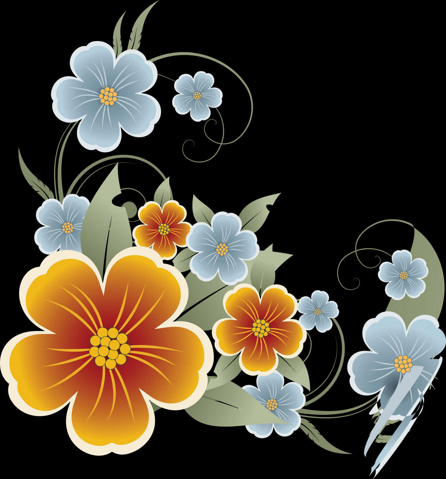 Elegant Floral Vector Design PNG