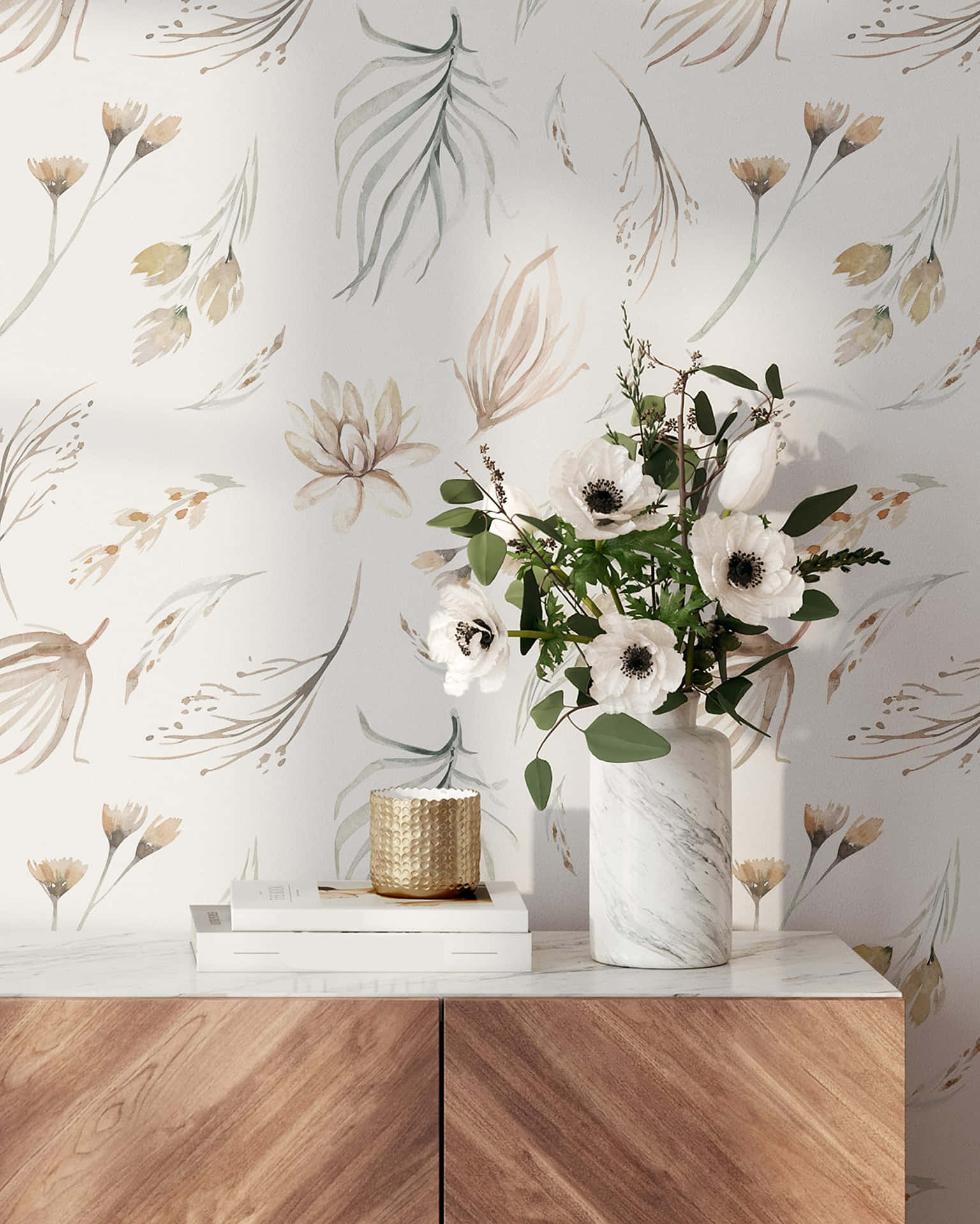 Elegant Floral Wallpaper Interior Wallpaper