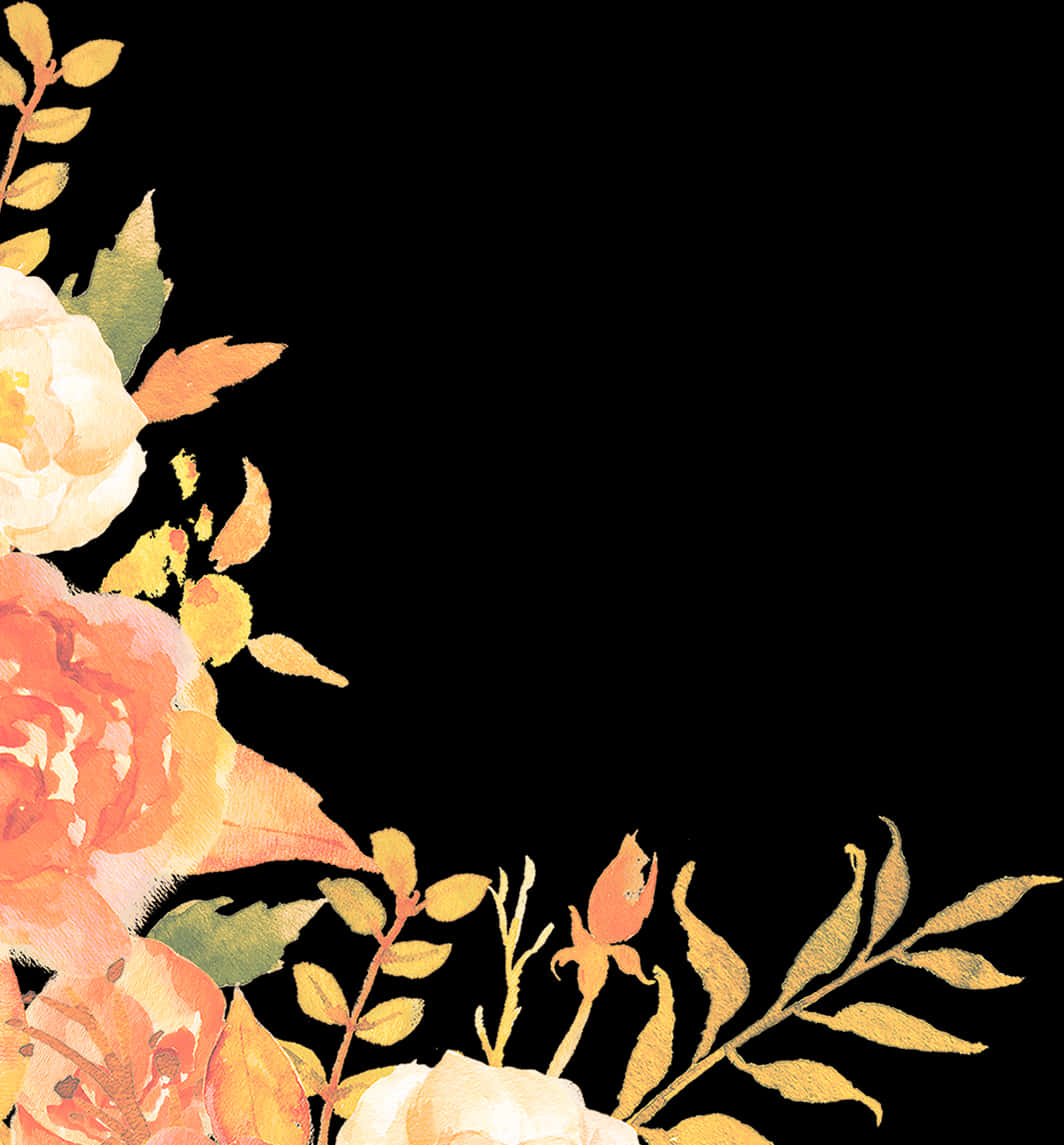 Elegant Floral Watercolor Border PNG