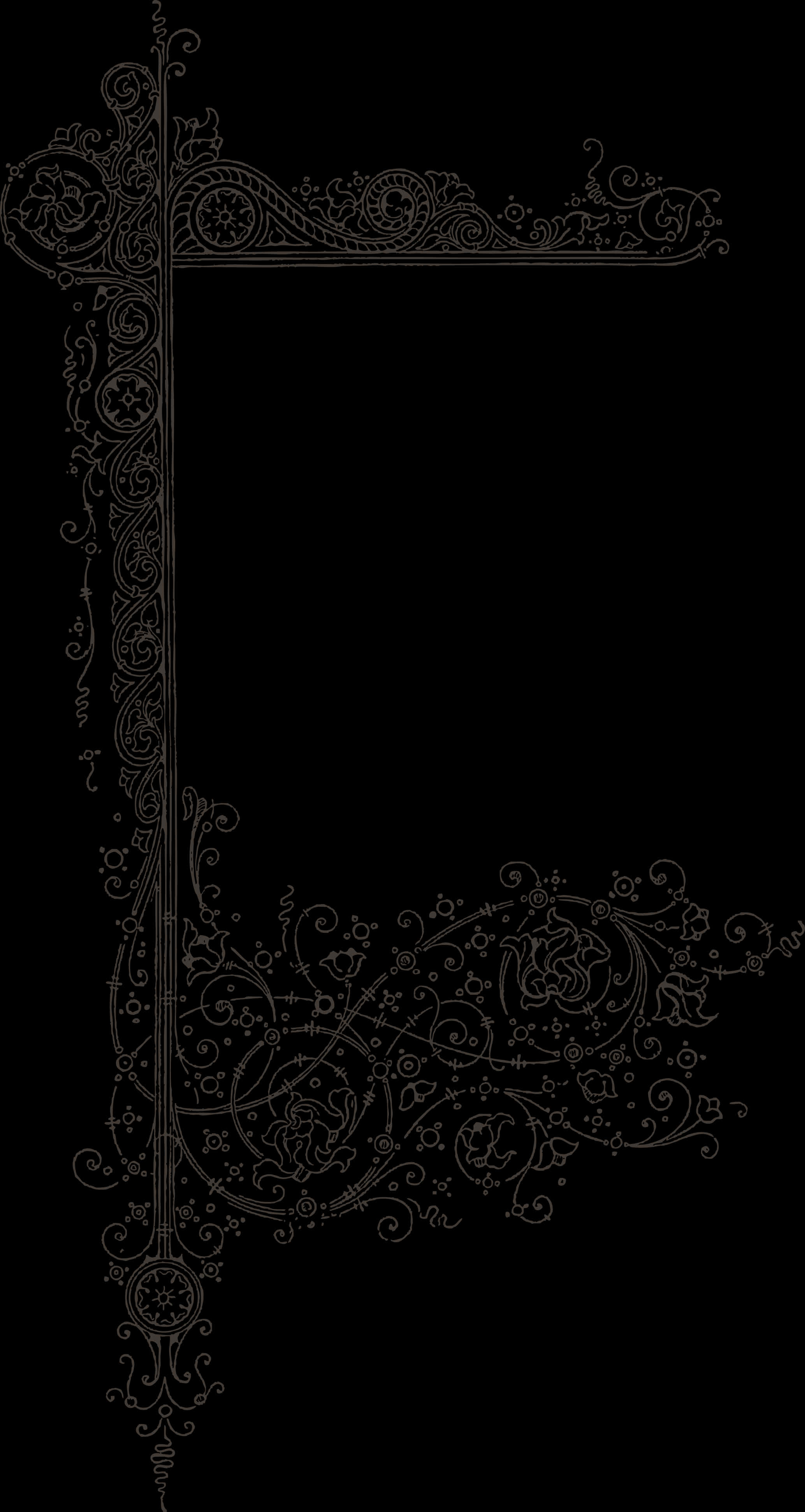 Elegant Floral Wedding Border Design PNG