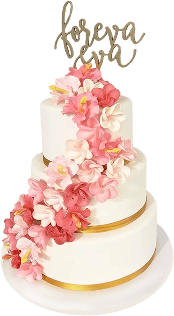 Elegant Floral Wedding Cake PNG