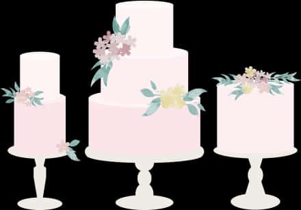 Elegant Floral Wedding Cakes PNG
