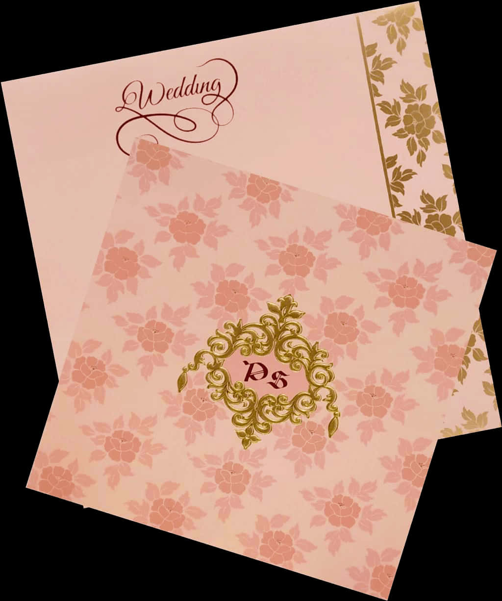 Elegant Floral Wedding Card Design PNG