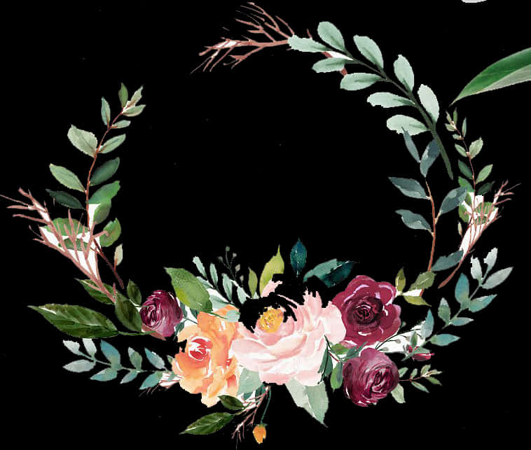 Elegant Floral Wreath Artwork PNG