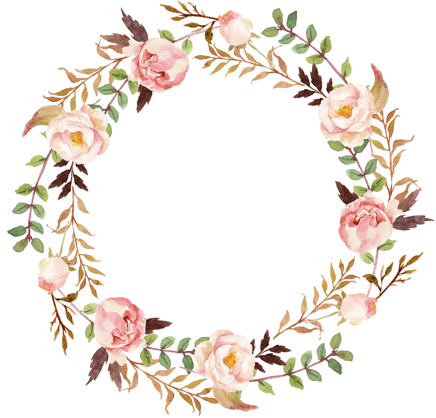 Elegant Floral Wreath Design PNG