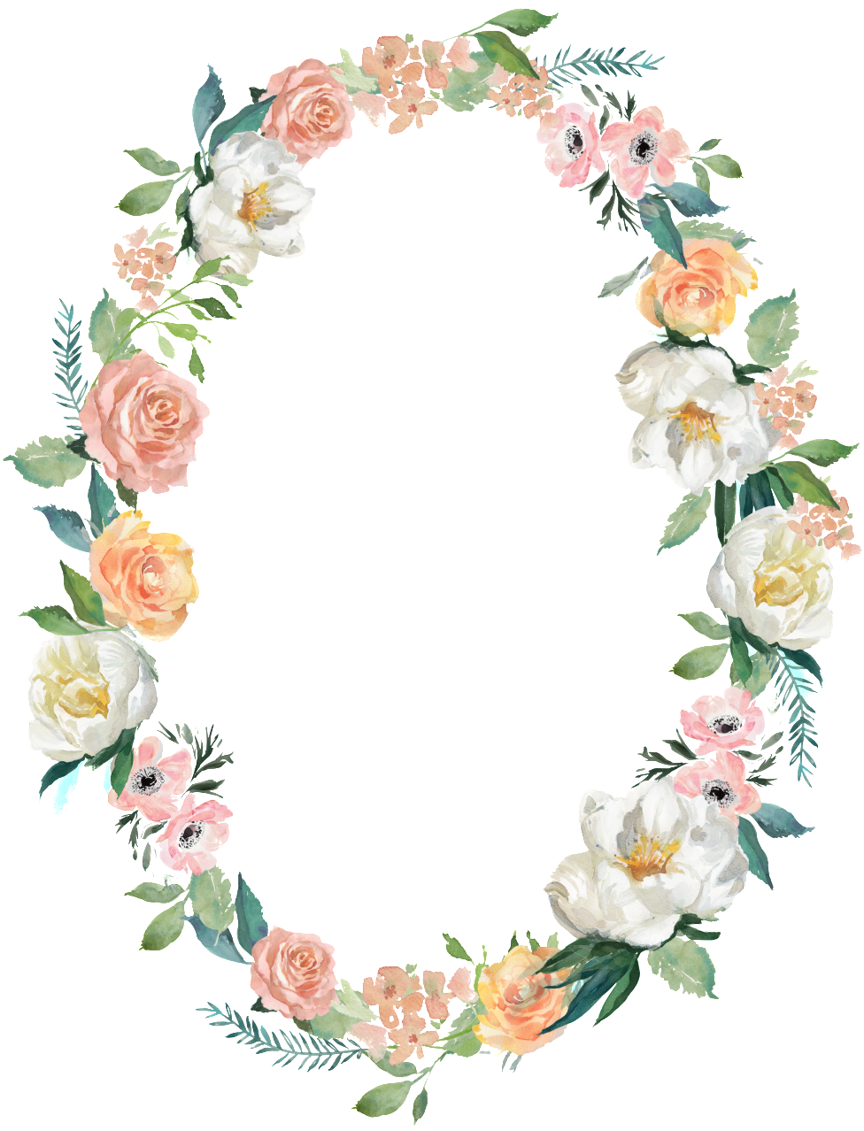 Elegant Floral Wreath Design PNG