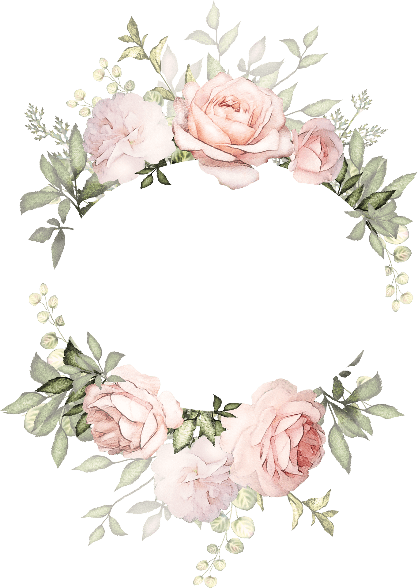 Elegant Floral Wreath Vector PNG