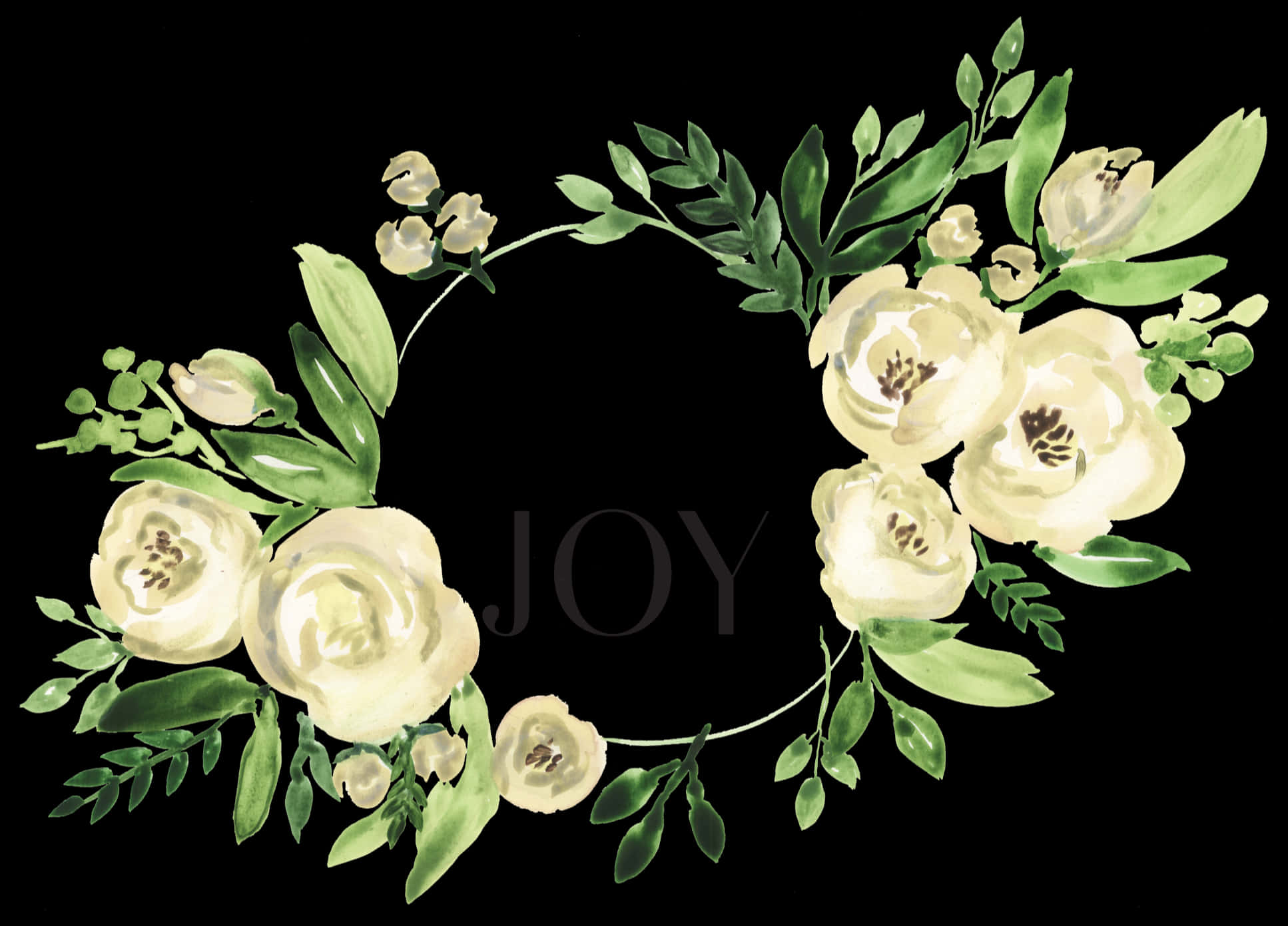 Elegant_ Floral_ Wreath_with_ Joy_ Text PNG