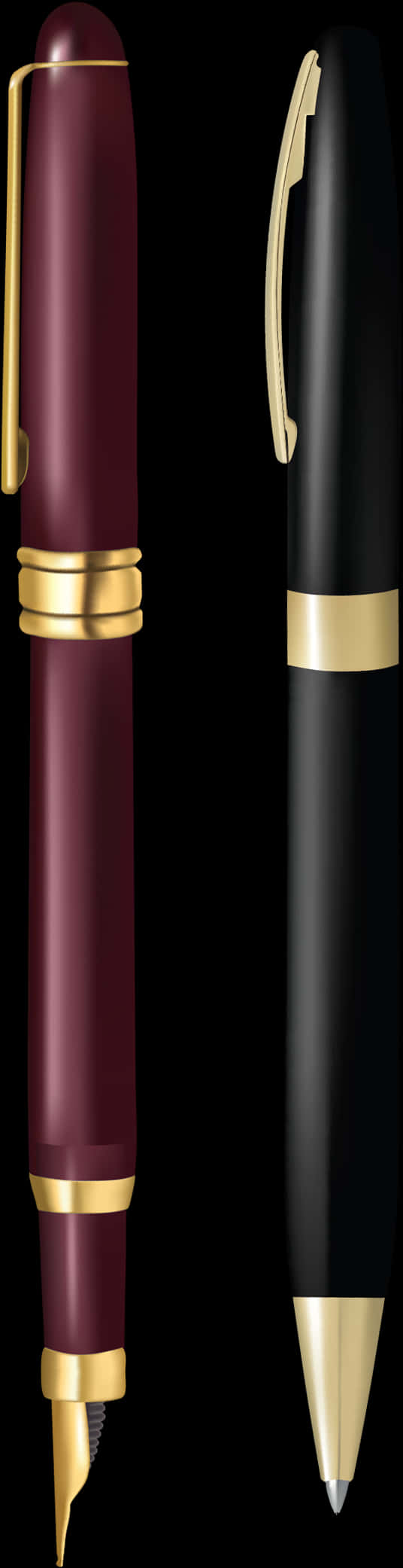 Elegant Fountainand Ballpoint Pens PNG