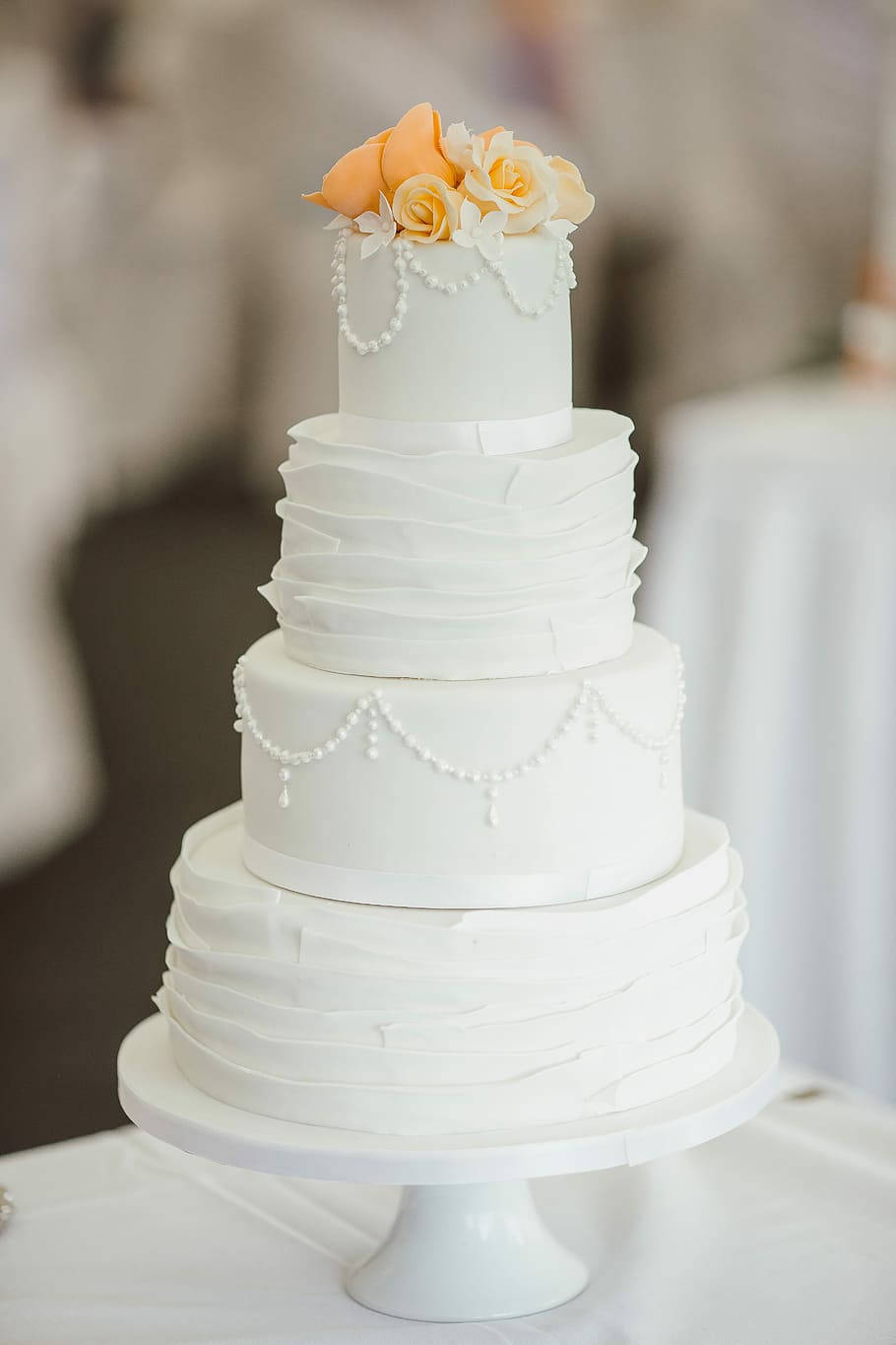 Elegant Four-tiered Wedding Cake Wallpaper