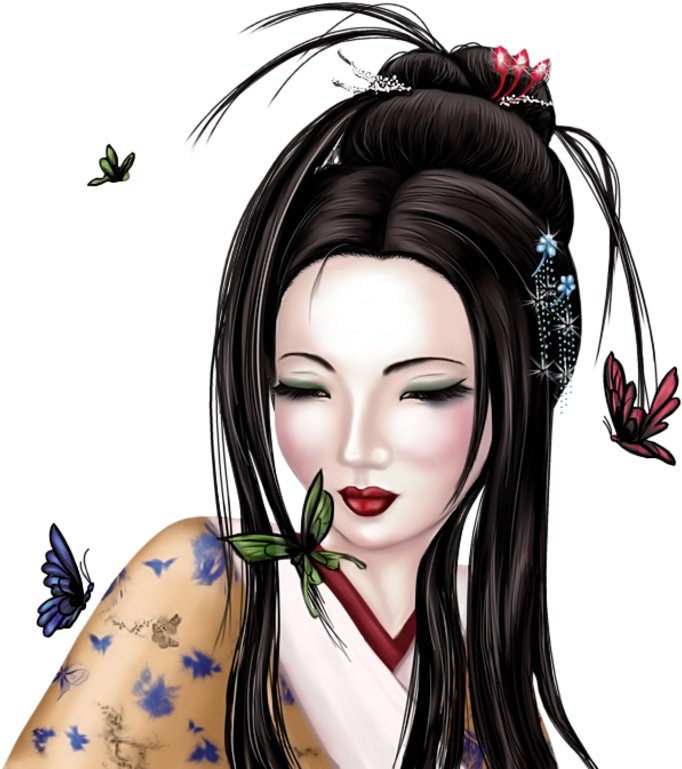 Elegant Geisha Artwork PNG