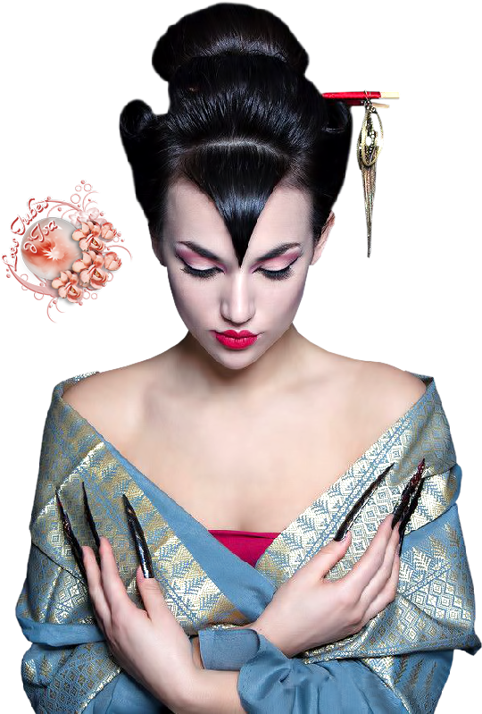 Elegant Geisha Portrait PNG