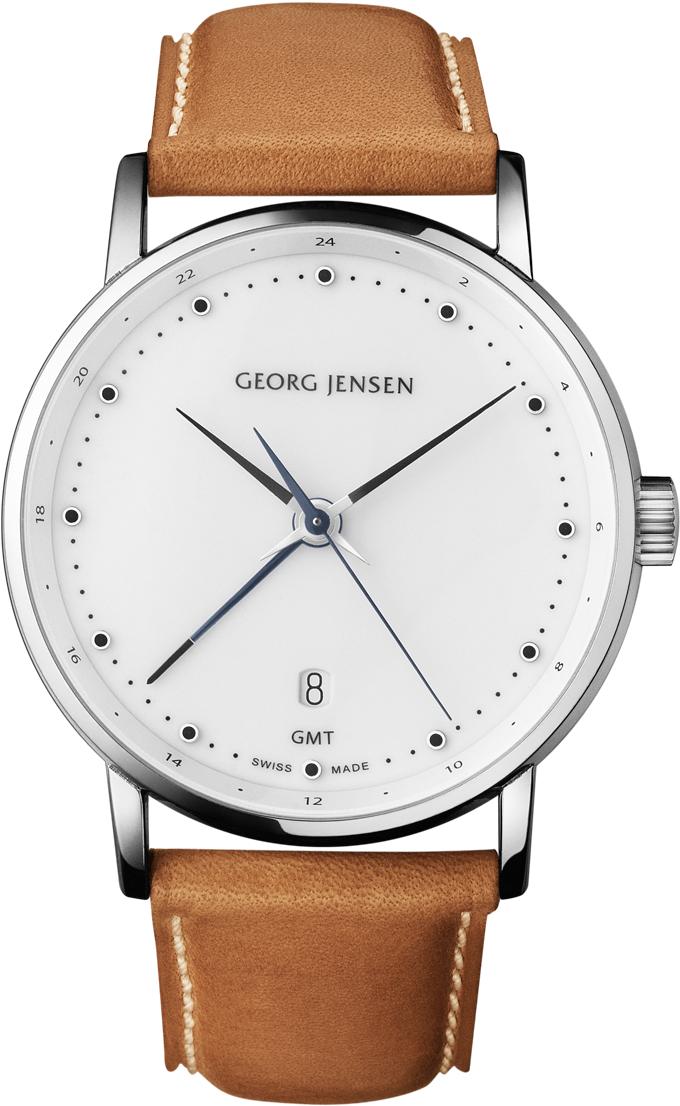 Elegant Georg Jensen G M T Wristwatch PNG