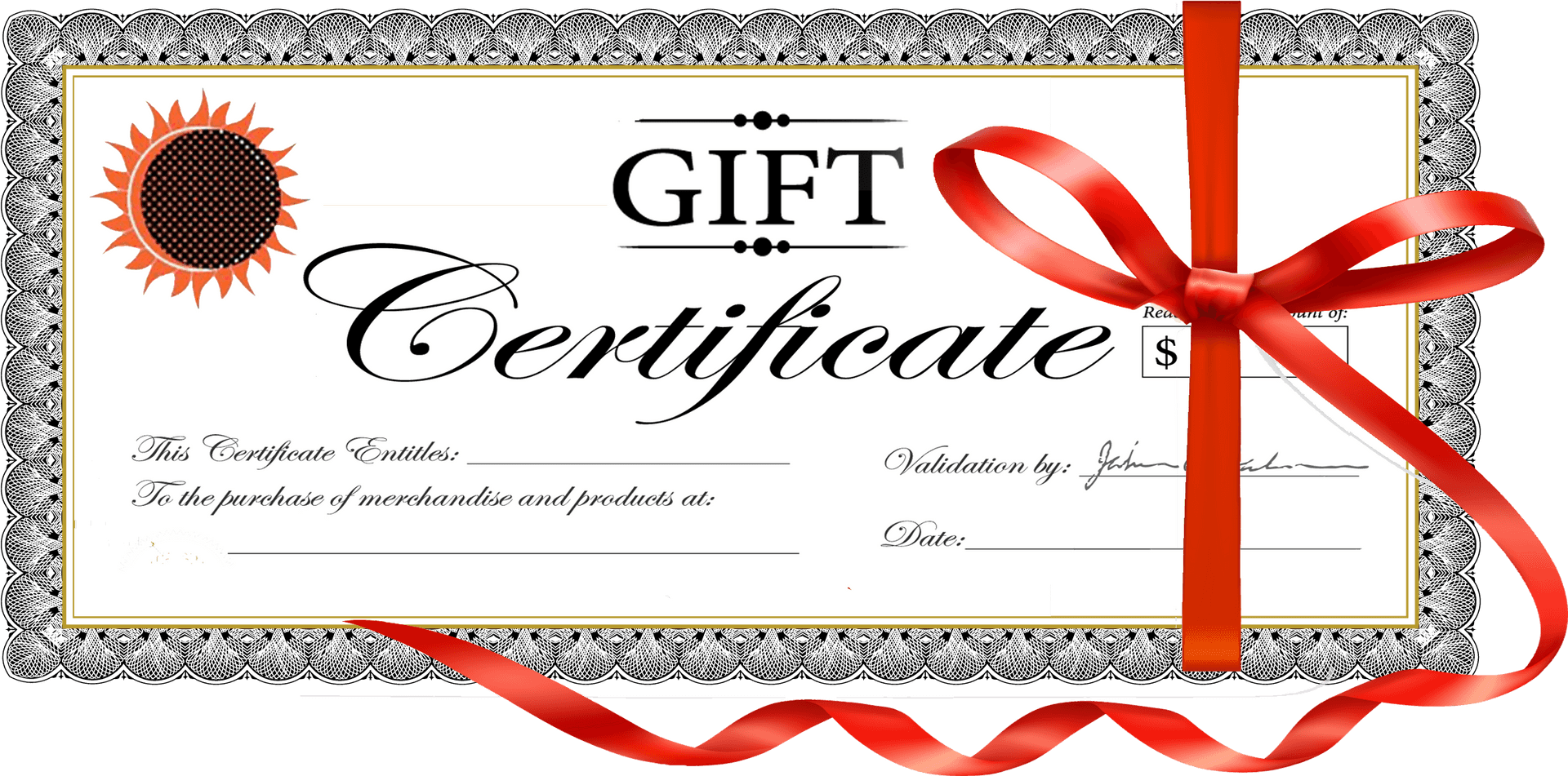 Elegant Gift Certificate Templatewith Ribbon PNG