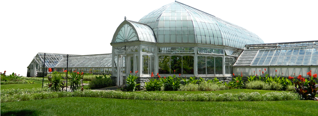 Elegant Glass Greenhouse Garden PNG