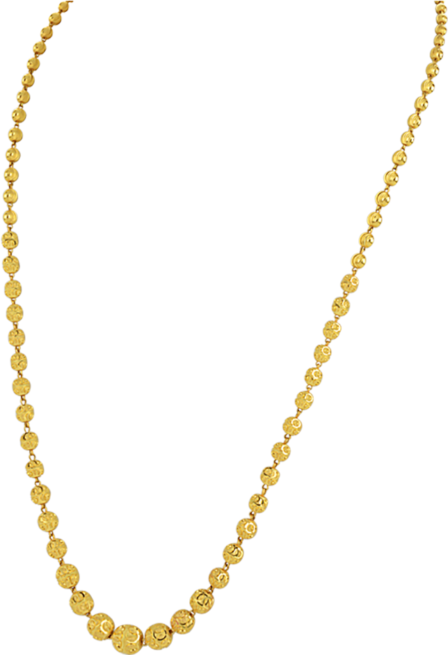Elegant Gold Beaded Necklace PNG