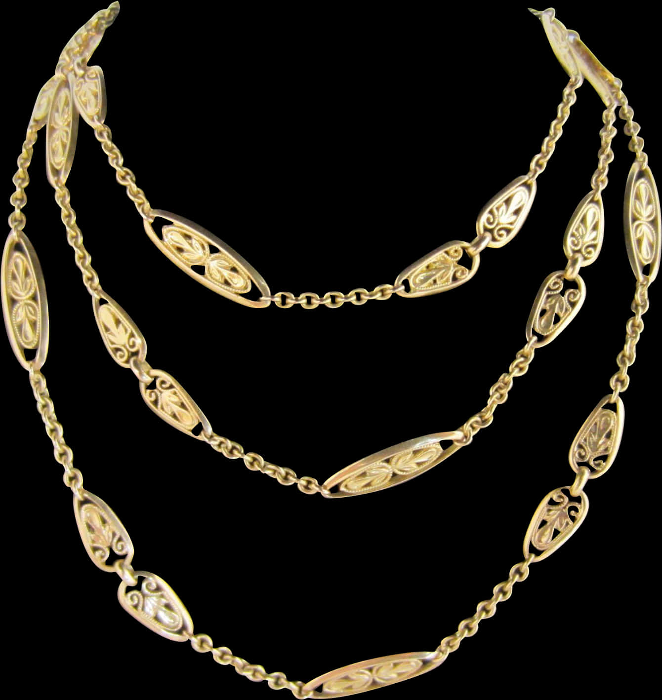 Elegant Gold Chain Design PNG