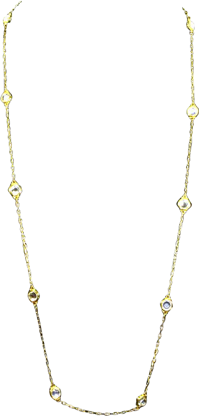 Elegant Gold Chain Necklacewith Gemstones.png PNG