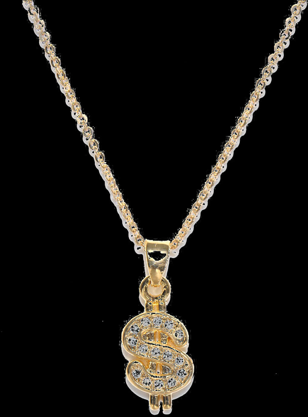 Elegant Gold Chainwith Diamond Pendant PNG