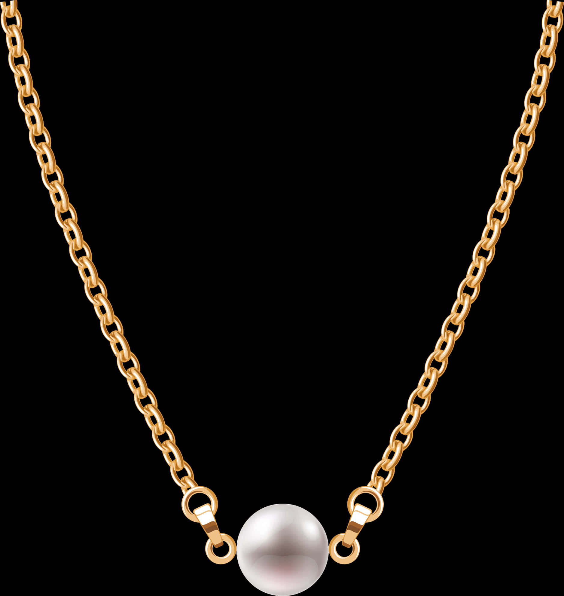 Elegant Gold Chainwith Pearl Pendant PNG