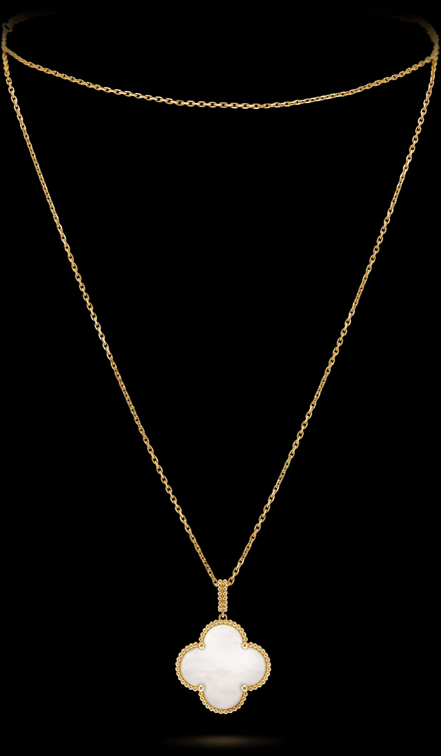Elegant Gold Chainwith White Pendant PNG