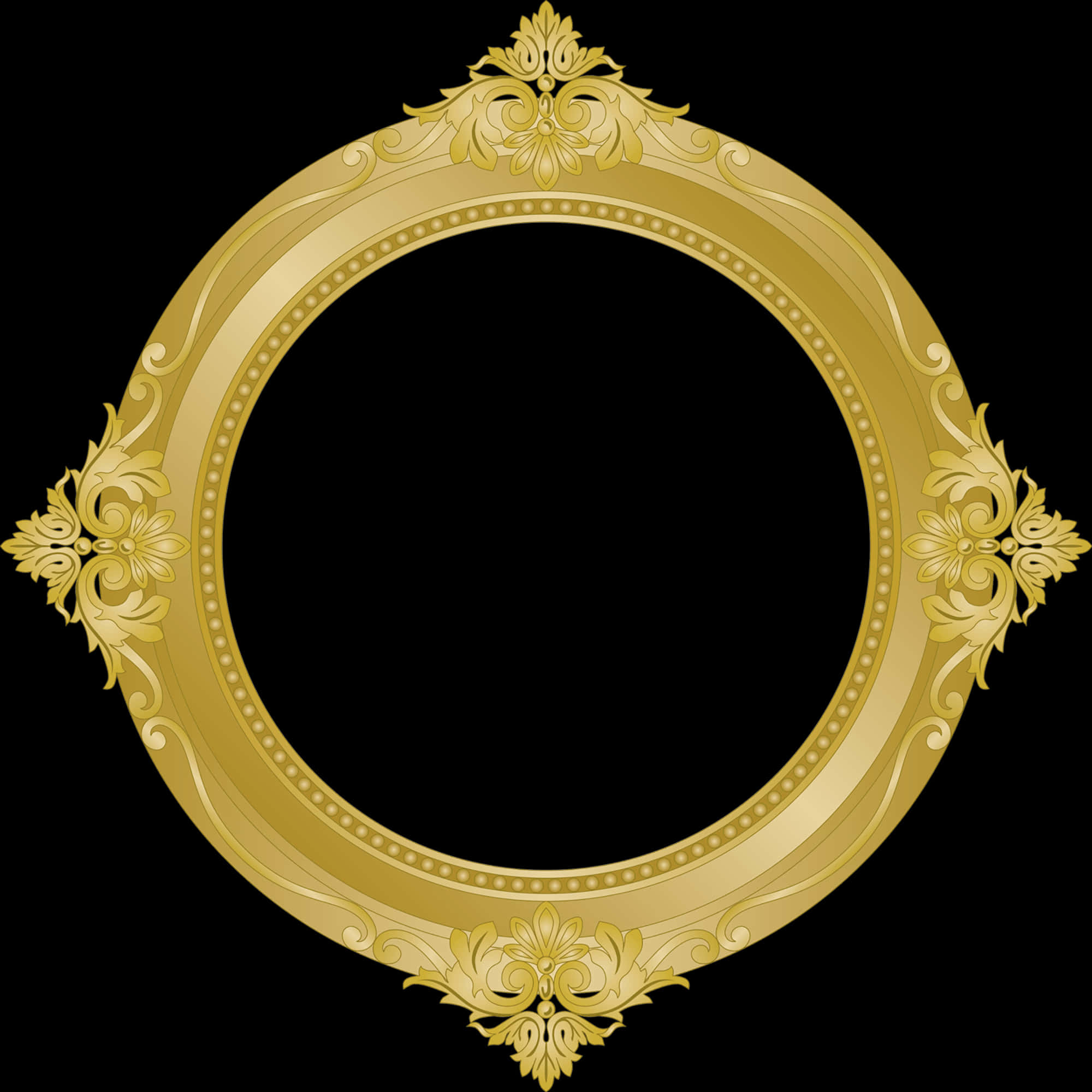 Elegant Gold Circle Frame PNG