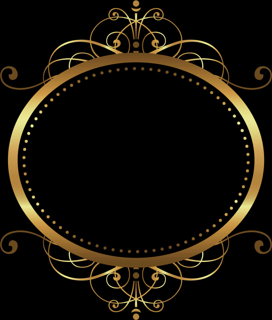 Elegant Gold Circle Frame PNG