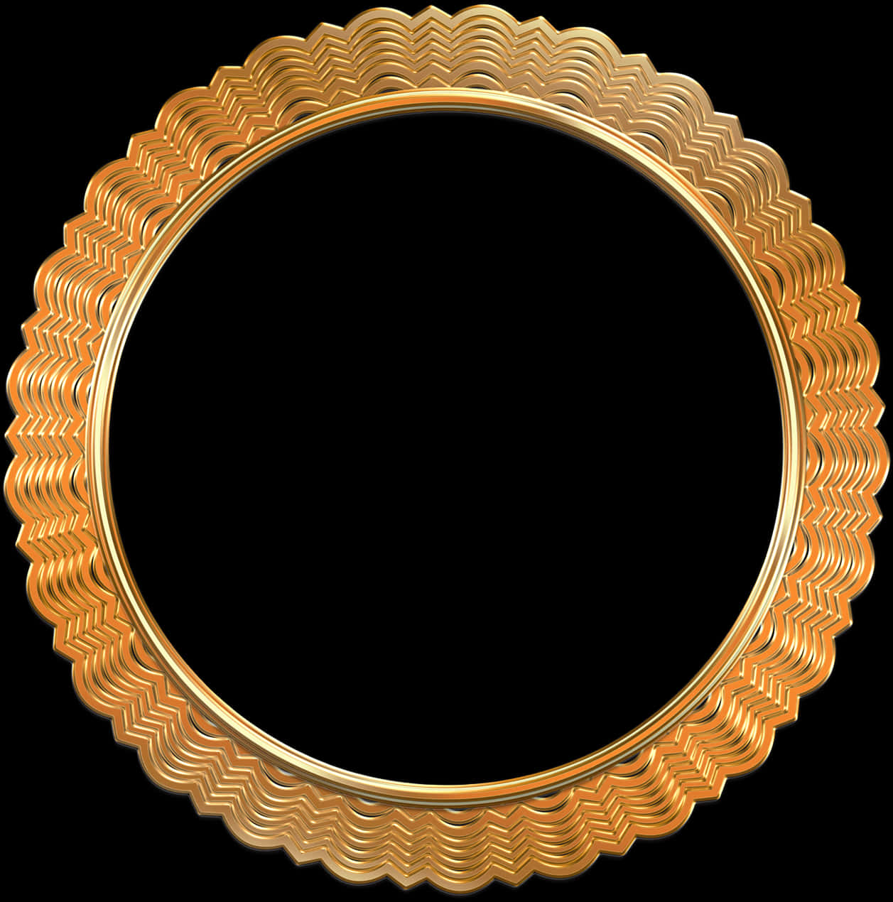 Elegant Gold Circle Frame PNG