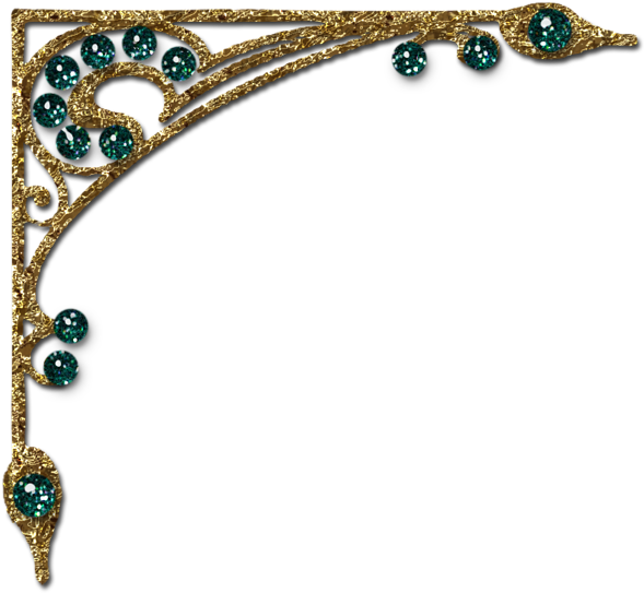 Elegant Gold Corner Designwith Green Gems PNG