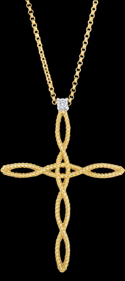 Elegant Gold Cross Pendant Necklace PNG