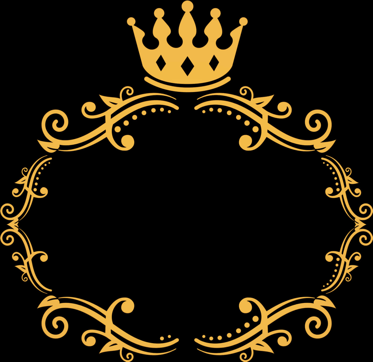 Elegant Gold Crown Frame PNG