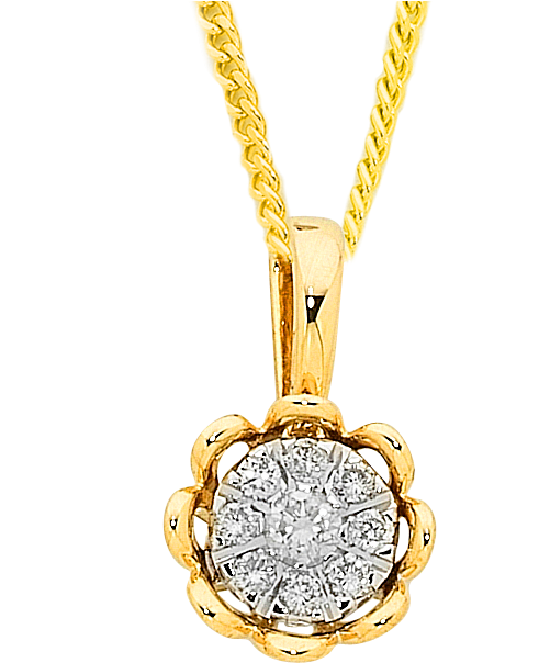 Elegant Gold Diamond Pendant PNG